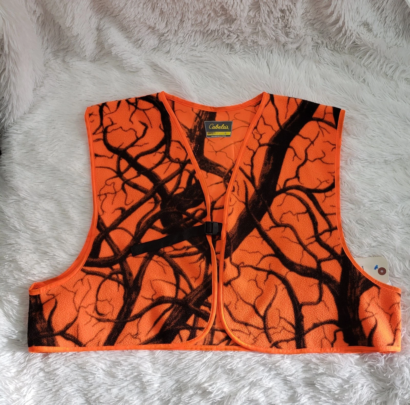 Cabela's * Orange Camo * Fleece Clip Vest * Large * Outdoors Hunting Fishing