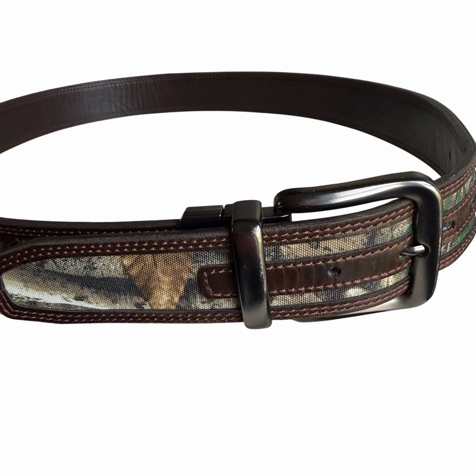 "Cinturón de cuero de lona camuflado Realtree para hombre 46"" hebilla de caza al aire libre" Foto 3 de 4