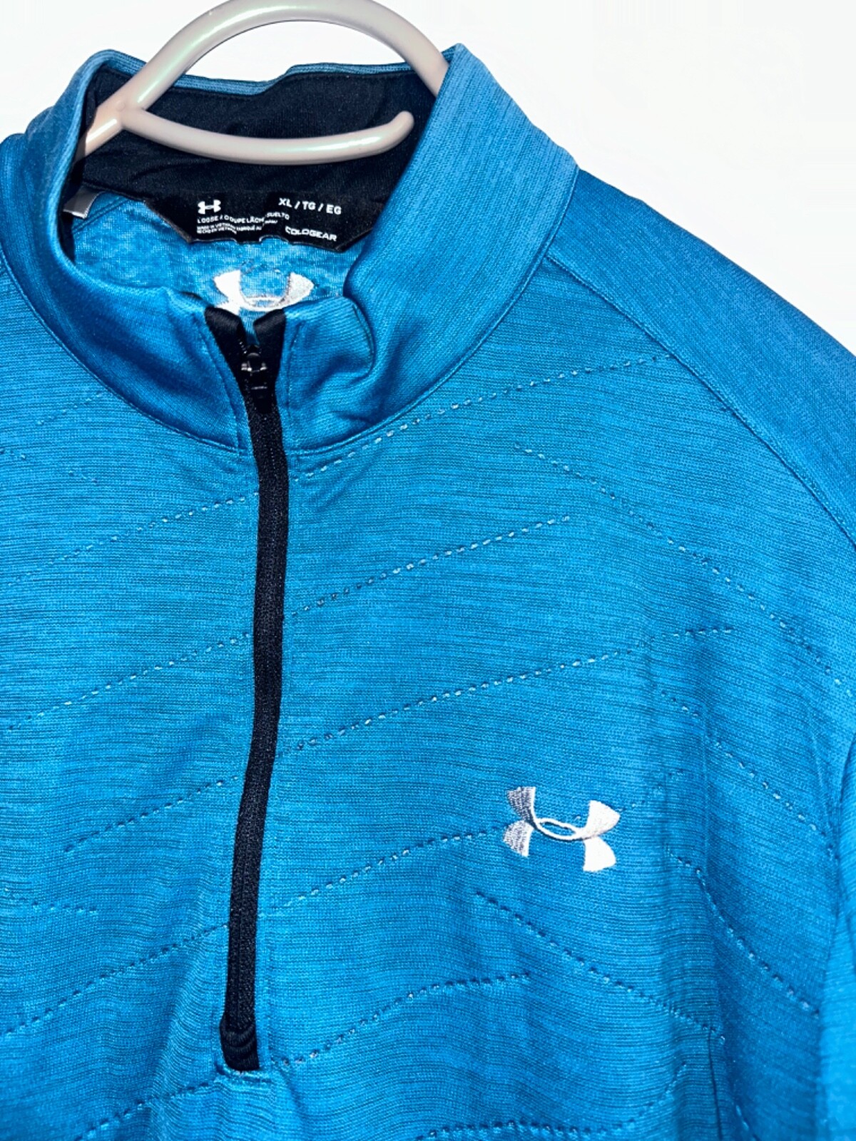 UNDER ARMOUR Cold Gear Loose Mens Black/Blue Quilted 1/4 zip