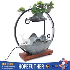 Indoor Rockery Water Fountain LED Lamp Tabletop Waterfall Mist Home Decoration