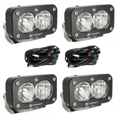Baja Designs  S2 Sport LED Lights Driving/Combo Clear, 2 Pairs, 2 Wiring Harness