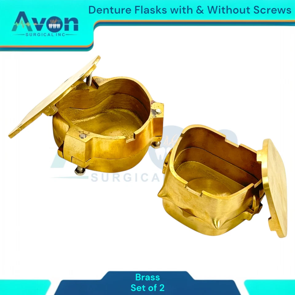 Conjunto de 2 frascos de latão para fazer próteses com e sem parafusos - Ferramentas odontológicas de laboratório - Imagem 2 de 4