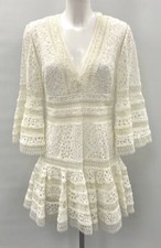Women’s Zimmermann Lovelorn 100% Cotton White Broderie Dress Size 3 Fit UK 14