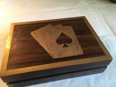 Vintage - Playing Card Box - Wood/Brass Inlay -Very Well Made - Card ...
