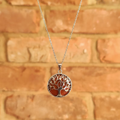 Tree Of Life Red Jasper Gemstone Necklace Pendant Healing Crystals Jewel Gift - 第 1/3 張圖片