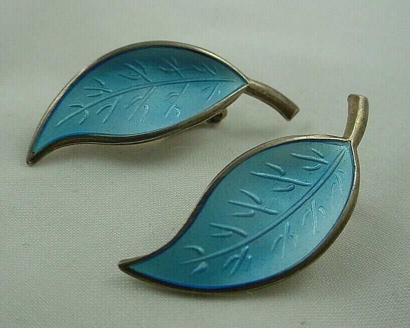 DAVID ANDERSEN D-A  NORWAY Sterling Silver Blue E… - image 1