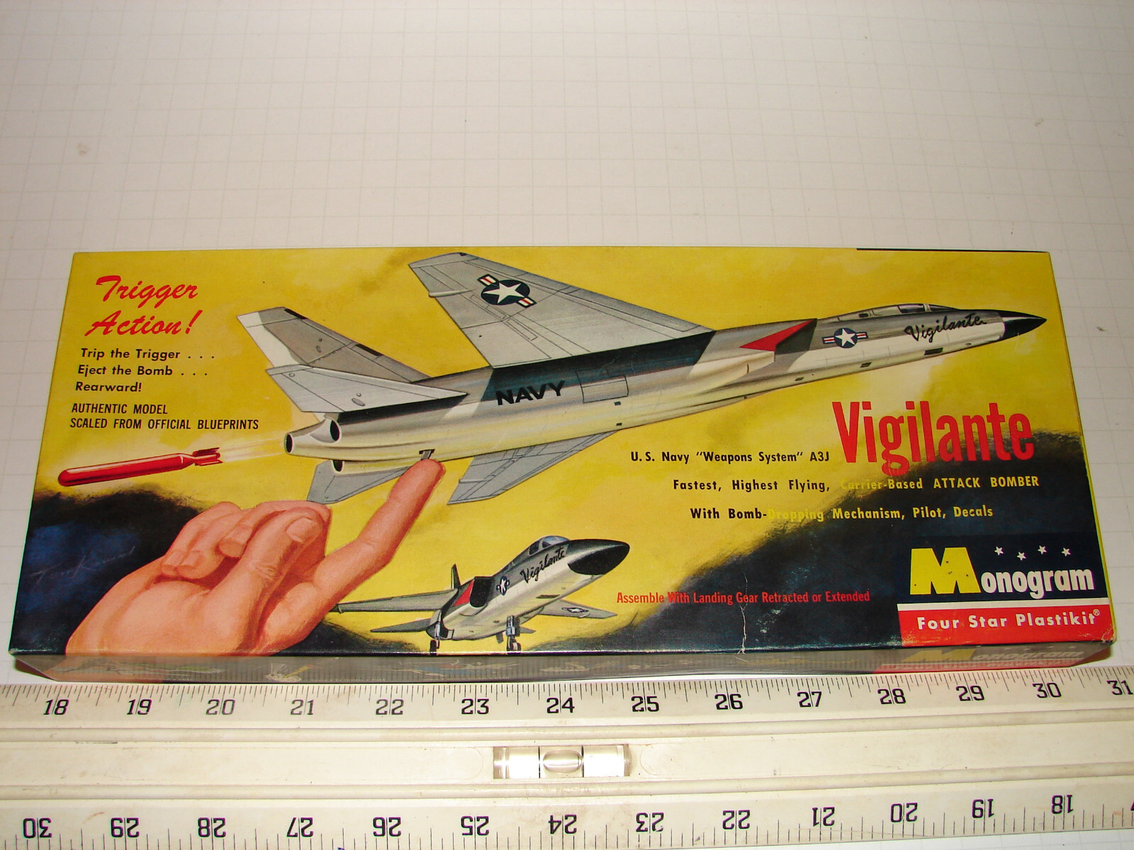 RARE ~ 1959 Monogram ~ A3J VIGILANTE ~ TRIGGER ACTION Rearward Ejecting ...