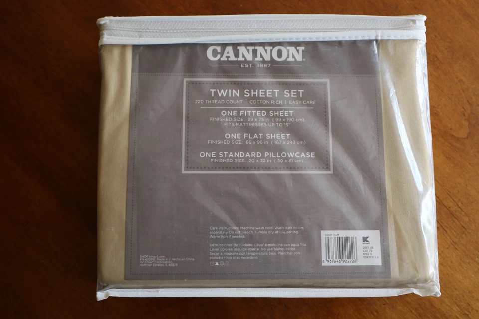 Juego de sábanas dobles marrón topo cannon de colección 220 hilos de fácil cuidado algodón rico Foto 3 de 4