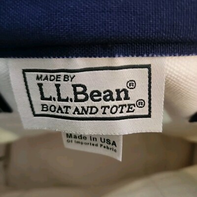 LL Bean Canvas Boat And Tote Mini 90's Red White Blue Stripes Made