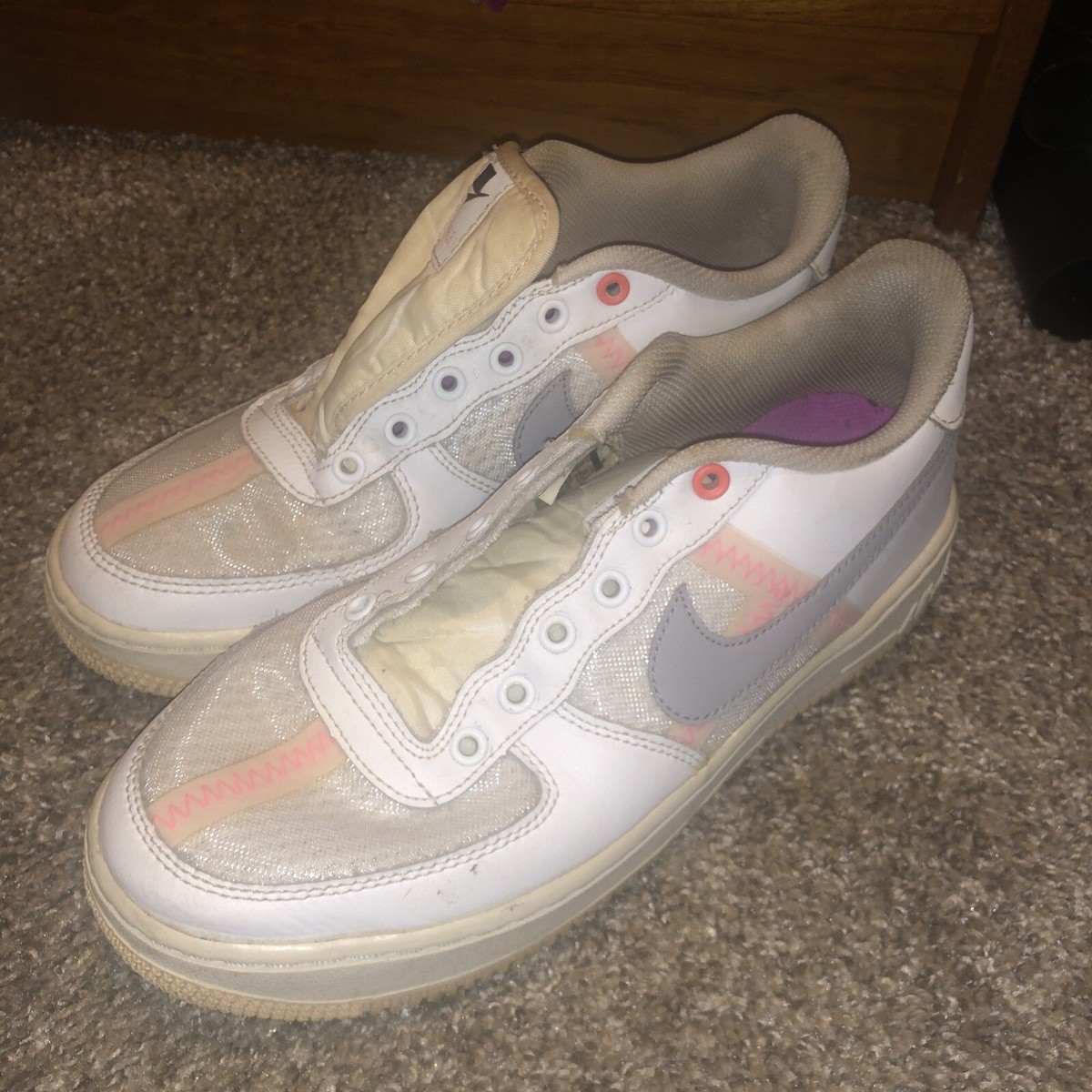 white grey and pink air force 1