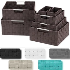 7-Pack Storage Box Set for Closet & Shelves - Woven Fabric Basket Organizer Bins