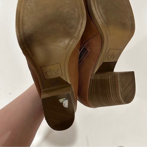 DV Dolce Vita Brown Asymmetrical Zipper Heeled Booties Size 10 - Picture 9 of 9