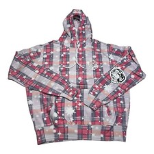 Billionaire Boys Club BB Wormhole Hoodie Mens S Bleach White Plaid Colorful NWT