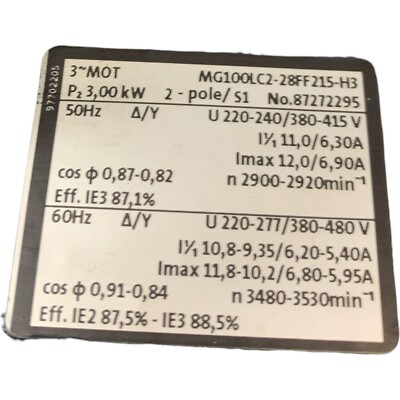 Grundfos MG100LC2-28FF215-H3 3kW 2900min Motor | eBay