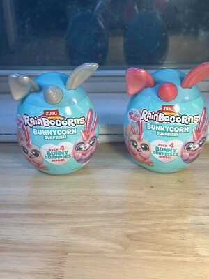 2- Zuru RainBocoRns w/ Cotton Tails! ~Bunnycorn Surprise!~silver & pink  Ears