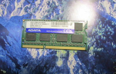 ADATA 4GB PC3-12800S-11 DDR3-1600MHz SoDimm Laptop Ram AM1U16BC4P2-B19H - SINGLE