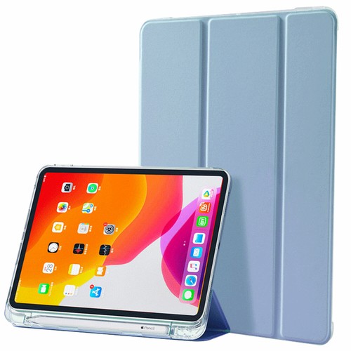 For Pro 12.9 11/10.2/Air/mini Slim iPad Soft Clear Cover Leather Pen Holder Case - Picture 17 of 20