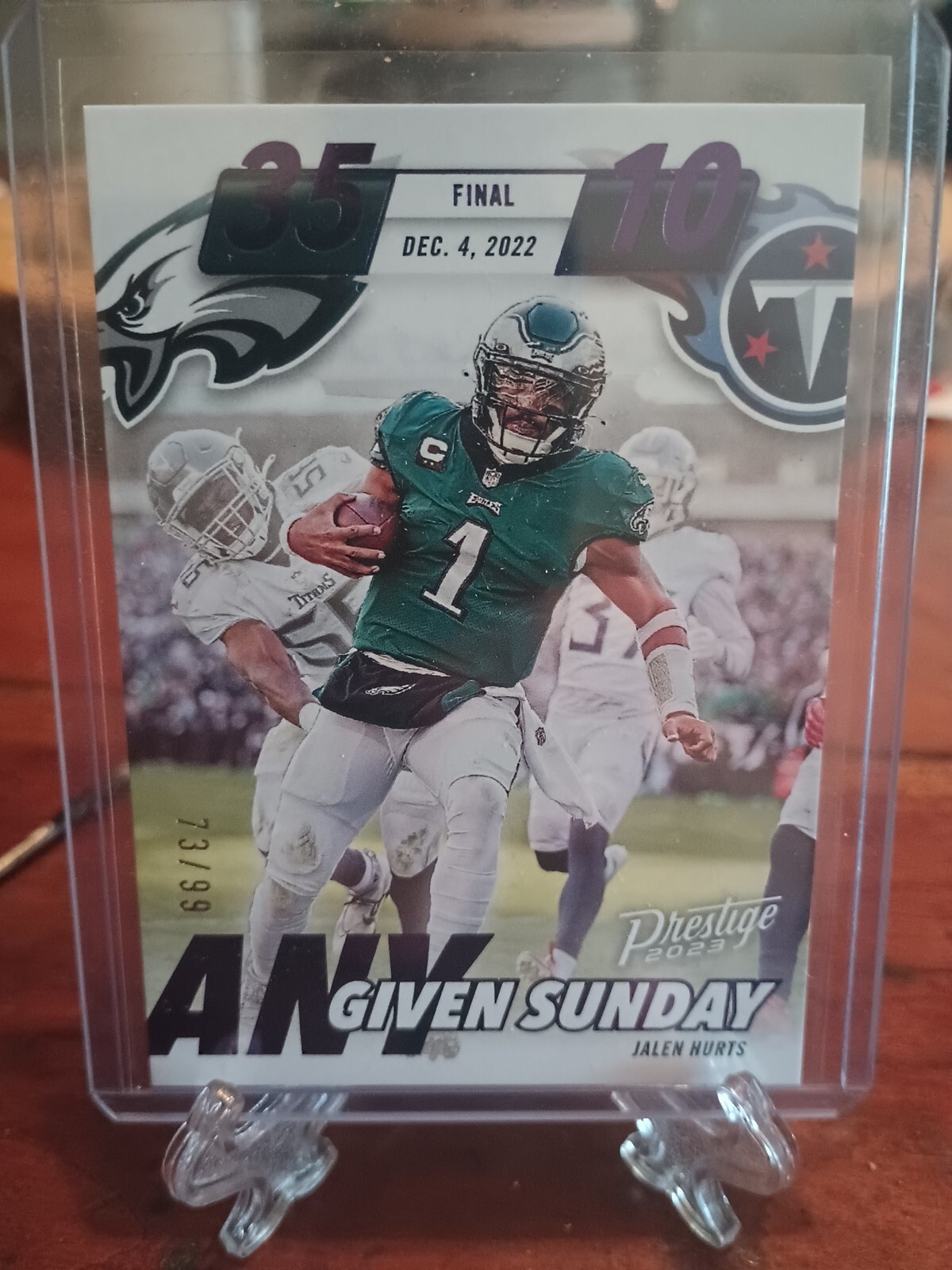 2023 Panini Prestige Jalen Hurts Any Given Sunday Purple /99 AGS-13 Eagles
