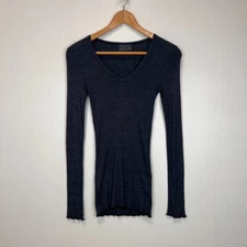 Michael Stars Blouse Women One Size Stretch V Neck Sheer Shirt USA Boho Top Core