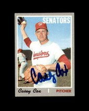 Casey Cox Hand Signed 1970 Topps Washington Senators Autograph