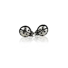 Sterling Silver Ladybug Earring Studs with Butterfly Style Earring Backs