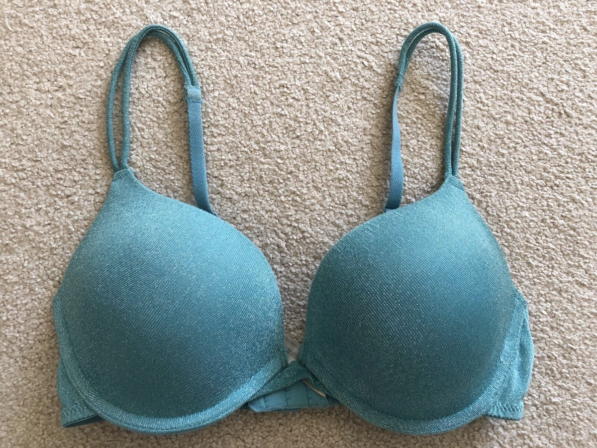 Delicates Green Sparkle Glitter Padded Push Up Bra Size 34C