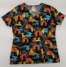 Disney Scrubs Top Size M Black Lion King Future Kung Medical Hakuna Matata B1