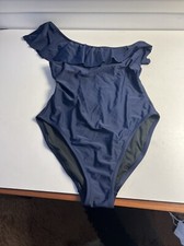 J. Crew Navy Blue One Shoulder Ruffle One Piece Swim Swimsuit Size M