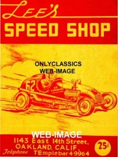 1950'S VINTAGE AUTO RACING SPRINT CAR LEE'S SPEED SHOP HOT ROD POSTER OAKLAND CA