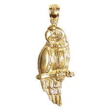 New 14k Yellow Gold Parrot Pendant