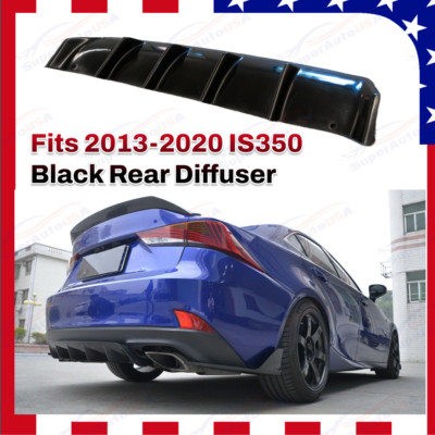 Fits 2013-2020 Lexus IS300 IS350 Black Shark Curved Rear Bumper Lip Diffuser