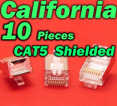 Lot 10 X Cat5 Shielded Rj45 8P8C Network Cable Modular Connector 10 Plug CAT5e E