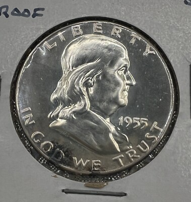 1955 US PROOF FRANKLIN HALF DOLLAR WITH SOME TONING