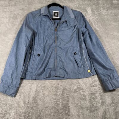 G-Star Raw Jacket Women's Blue Chambray Medium Windbreaker Full Zip Lightweight