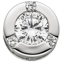 AnhäNger 10Mm Mit 4 Zirkonia Weiß 925 Silber Rhodiniert Halsschmuck Damen