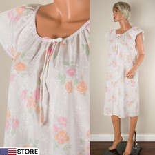    VANDEMERE Sz S White Floral Nightgown Camisole Nightie Short Sleeve NWT