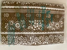 Vtg Westpoint Pepperell Brown Floral Stripe 2 pillow cases Fine Muslin 20x26 NOS