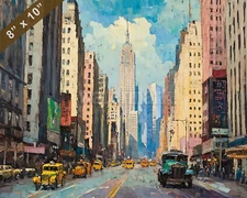 New York with Lexington Avenue oil painting 8x10 Print