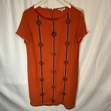 Great Plains Boutique Women’s Orange Embroidered Short Sleeve Dress Medium 