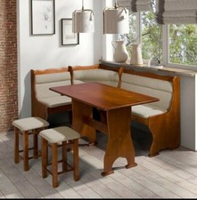 Corner Dining Set NEPTUN Kitchen Furniture Table Upholstered Bench Alder Wood