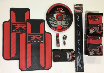 R Racing Automotive 9 Piece Gift Set Floor Mats Seat Covers Decal