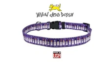 XS Halloween Dog Puppy Cat Collar - Purple Ghost Party Yellow Dog Design 8-12"