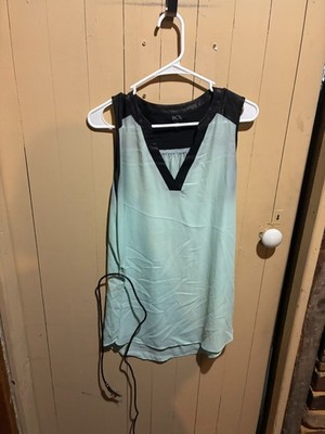 BCX Mint Green Black Colorblock Sleeveless Chiffon Blouse Size M