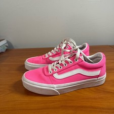 Vans Old Skool Lace Up Sneaker Neon Hot Pink White Shoe Skate Vibrant Statement