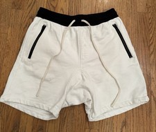 Fear of God ESSENTIALS Fleece Shorts White- Size S- Zipper Pockets