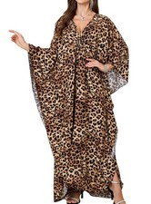 Women Kaftan Dresses Plus Size V-Neck Batwing Sleeves Beach Cover Up Summer F...