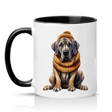 English Mastiff Dog In Scarf Unisex 11oz Ceramic Mug Dog Lovers Gift