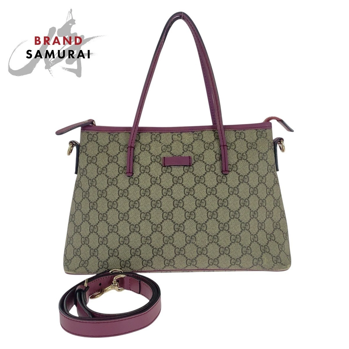 Sac à bandoulière GUCCI beige violet or quincaillerie GG Supreme toile cuir 353440
