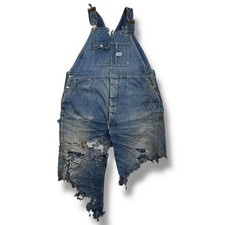 Vintage 1930s Big Smith Faded Farm Distressed Denim Overalls Bibs Union Made