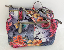 Kathy Van Zeeland Floral Hobo Shoulder Bag Studded Roomy and Clean